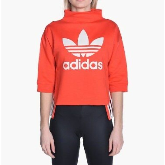 Adidas Women’s Originals Tubular Logo Sweater Red - Picture 4 of 4